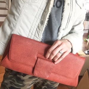Burnt Orange Vegan Snakeskin Clutch